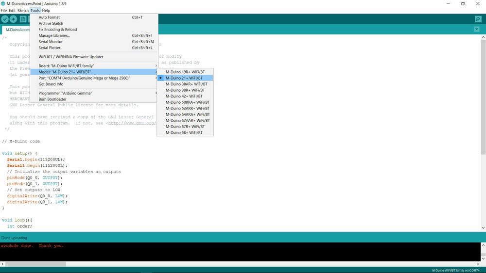 M-Duino 2 - Using a M-Duino WiFi as an Access Point