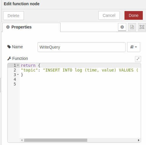 Edit function node - SQLite bases - Chapter 8 - Develop your SCADA Application based on Node-RED Edit function node - SQLite bases - Chapter 8 - Develop your SCADA Application based on Node-RED