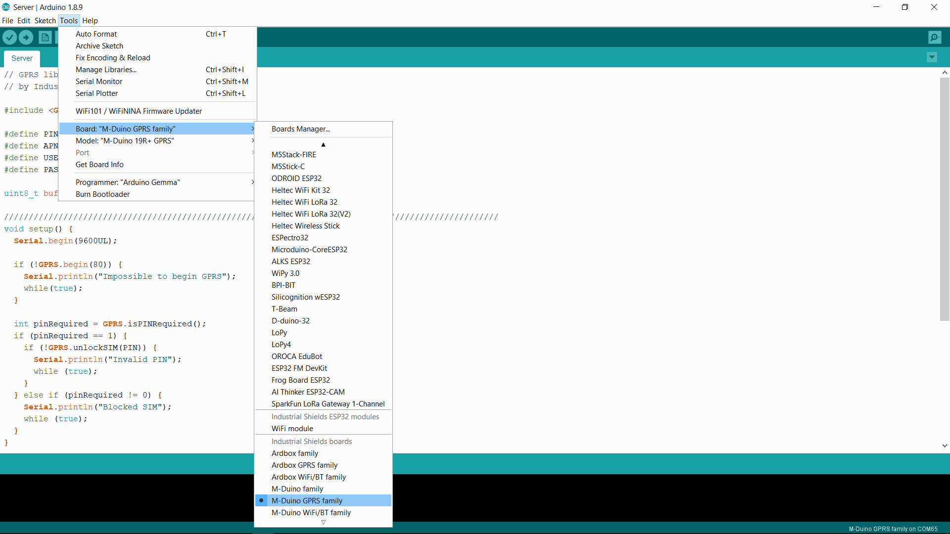 Arduino IDE M-Duino Boards 1