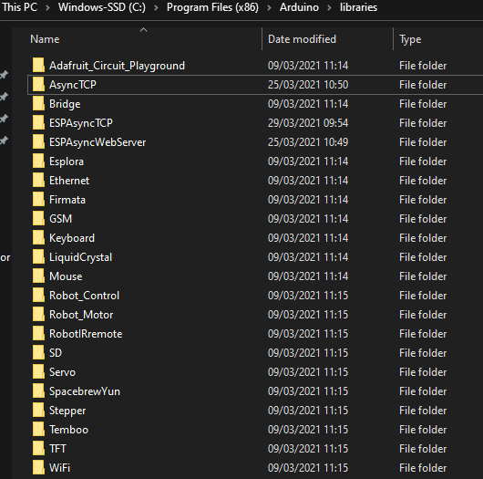 Arduino IDE’s installation libraries Arduino IDE’s installation libraries