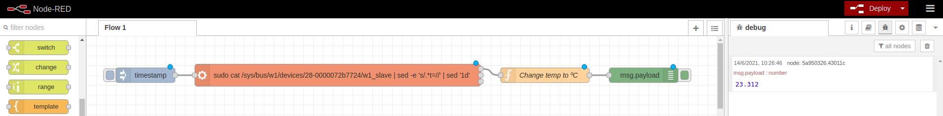 Final Step - Node-RED Nodes - III. Temperature sensor & Raspberry PLC: How to parse the temperature using Node-RED