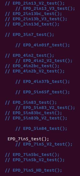 Ejemplos en C - EPD_7in5_test(); - Cómo probar el E-Paper Display de 7,5" con la Raspberry Pi