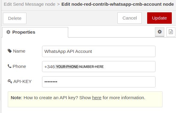 Paso 4 - Node-red-contrib-whatsapp-cmb - Tutorial de Node-RED: Cómo enviar mensajes de WhatsApp con un Raspberry PLC