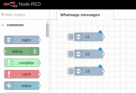 Obtención de entradas paso 5 - Tutorial de Node-RED: Cómo enviar mensajes de WhatsApp con un PLC Raspberry industrial