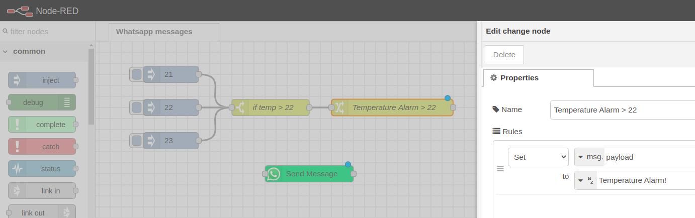 Obtención de entradas paso 7 - Tutorial de Node-RED: Cómo enviar mensajes de WhatsApp con un PLC Raspberry industrial