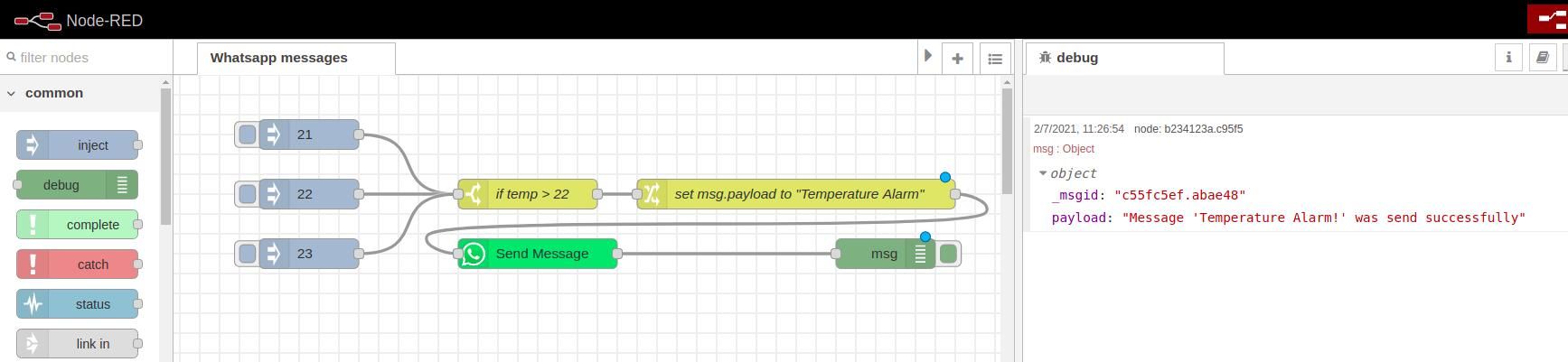 Getting inputs 5 - Node-RED tutorial: How to send WhatsApp messages with an industrial Raspberry PLC