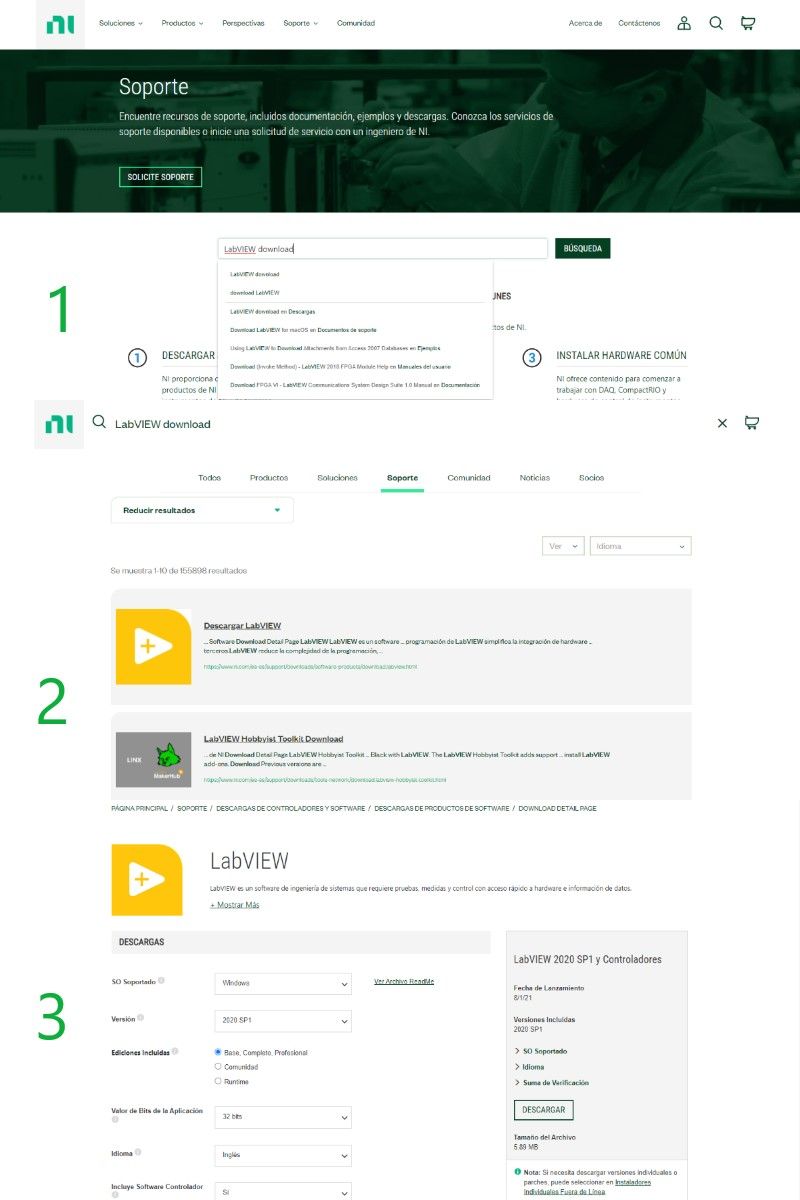 Pasos para descargar LabVIEW, NI VISA y VI Package Manager - Cómo instalar LabVIEW, NI VISA y VI Package Manager