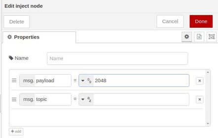 Edit inject node - Node-RED Tutorial: How to set analog outputs to Raspberry PLC