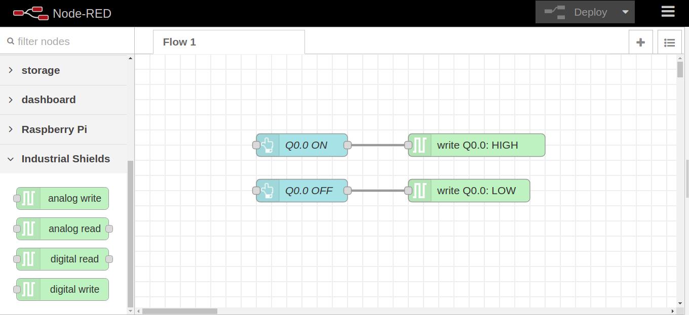 Node-RED flow 1 - Node-RED Tutorial: How to set digital outputs to Raspberry PLC