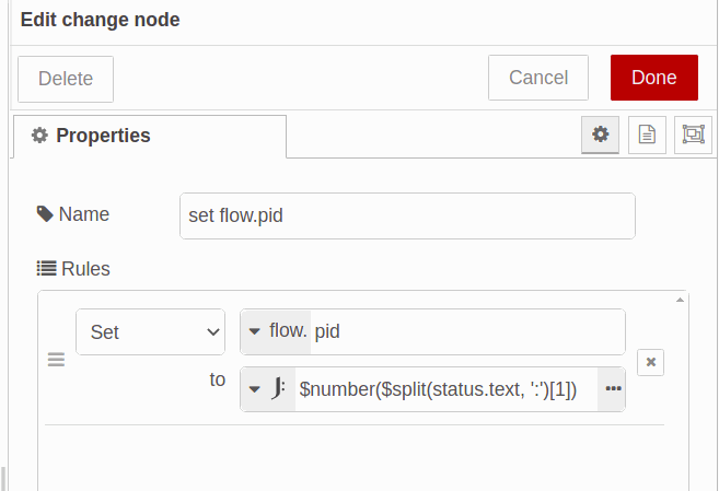 set flow.pid - Node-RED y Tutorial de Raspberry: Cómo capturar datos del sensor