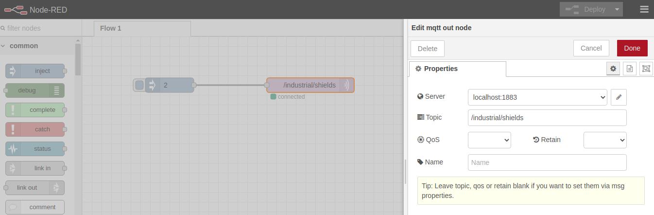 Add an inject node - III. InfluxDB & Node-RED & MQTT Tutorial: Getting data from MQTT