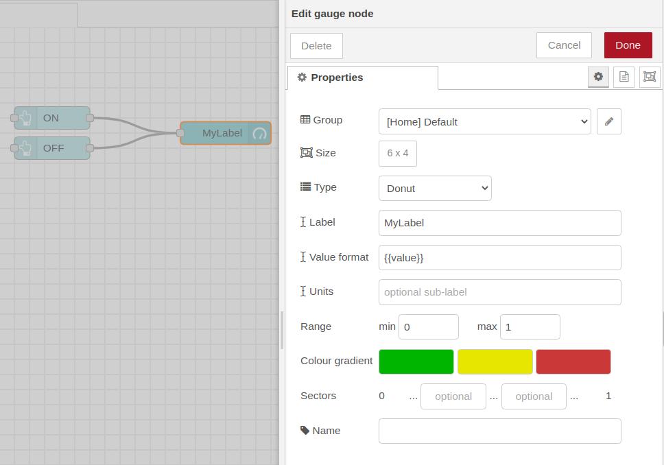 Conectar un nodo de medición a los botones - Ejemplo de tablero Node-RED - Ejemplo de tablero Node-RED con PLC basado en Raspberry Pi