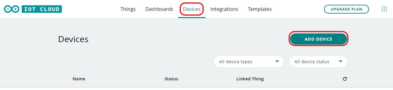 Devices tab and ADD DEVICE