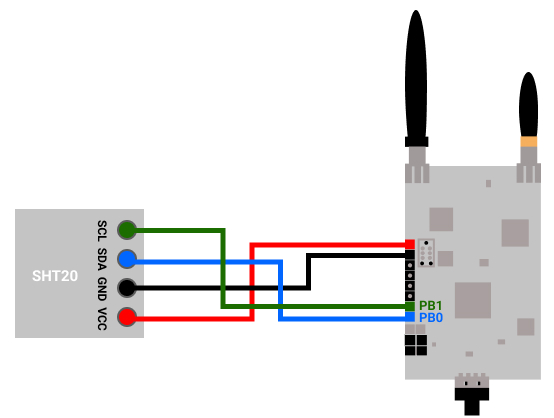Connections - I2C Sensor & Openmote B board Connections - I2C Sensor & Openmote B board