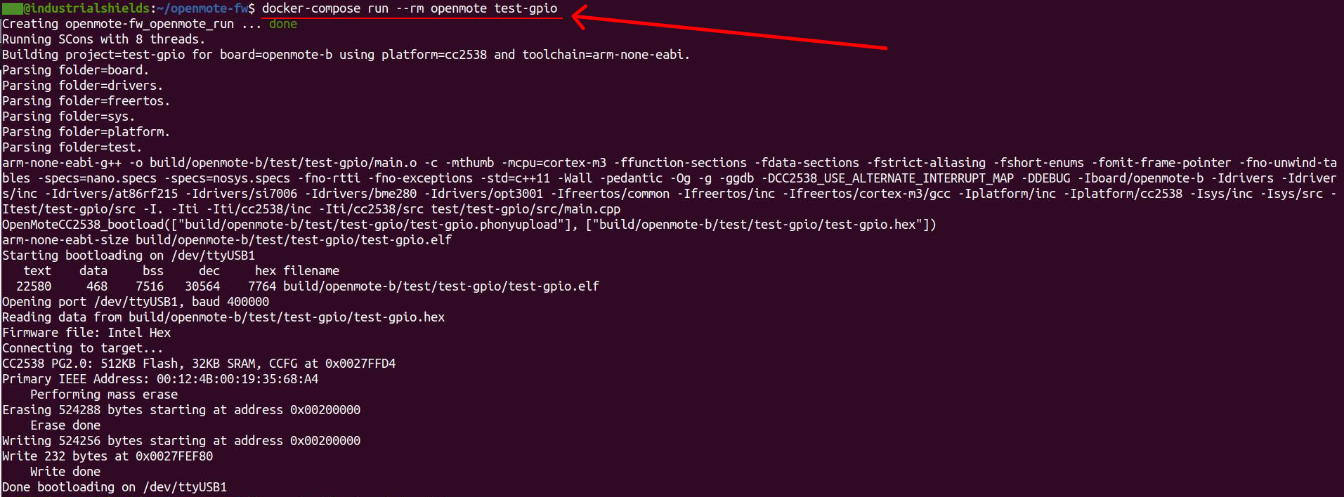 Openmote test - How to turn OpenMote B board GPIOs ON and OFF Openmote test - How to turn OpenMote B board GPIOs ON and OFF