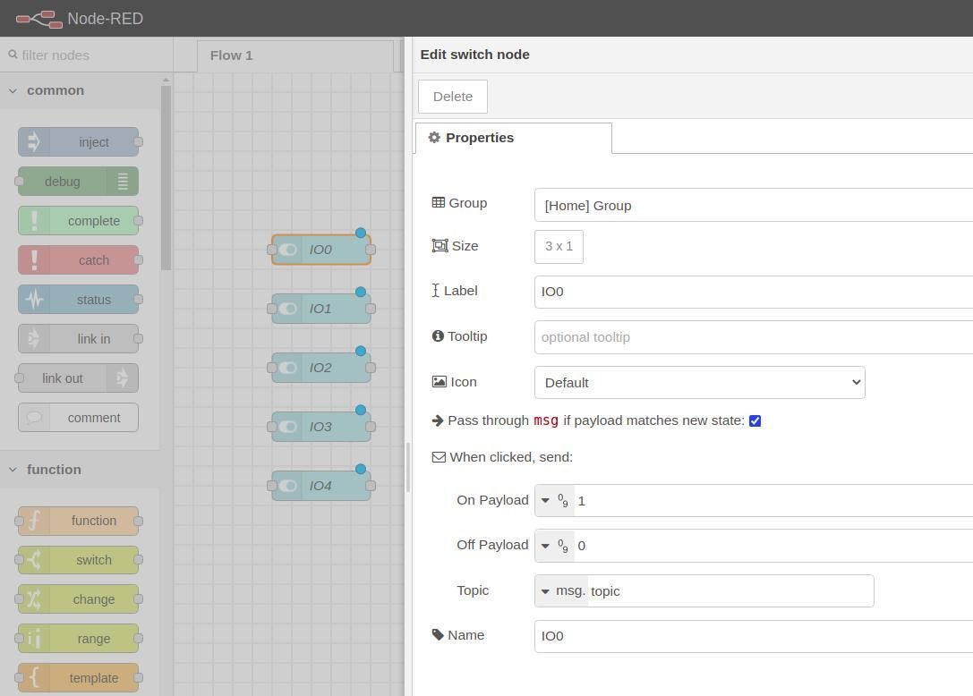 Switch node- Node-RED and 7&quot; Panel PC tutorial: How to test inputs and outputs