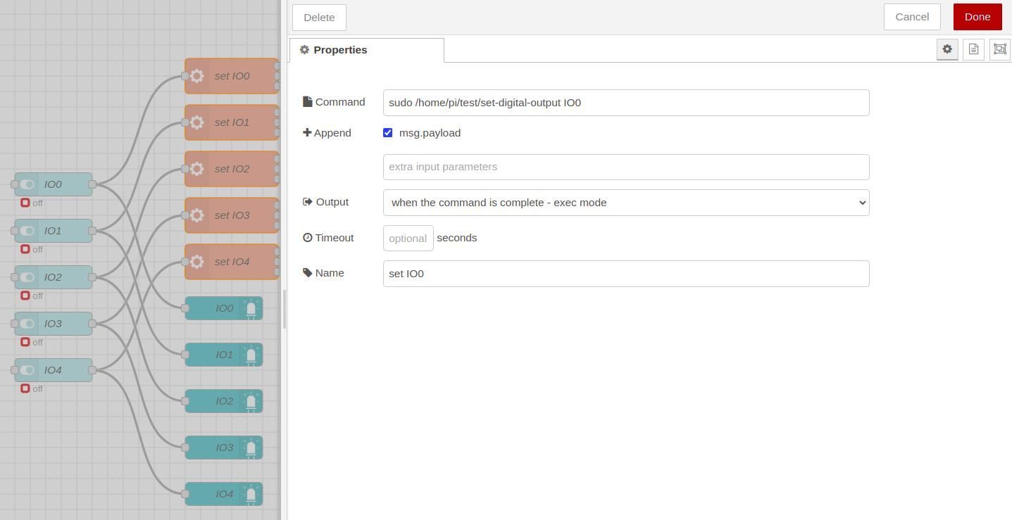 Connect exec nodes to the switch nodes - Node-RED & 7&quot; Panel PC tutorial: How to test inputs and outputs