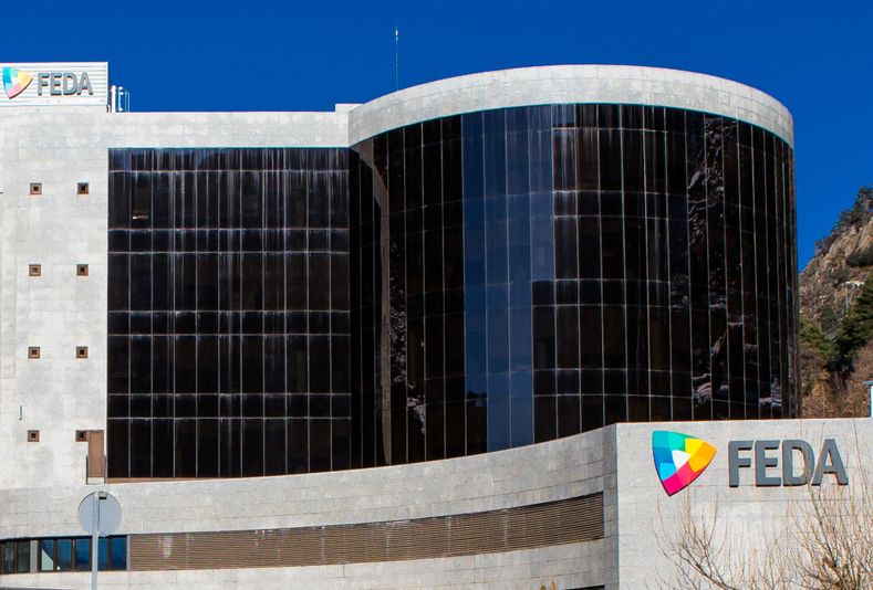 FEDA building in Andorra with the FEDA logo on the facade