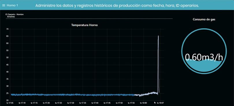 Hornos específicos con su respectiva temperatura y número de cocciones realizadas por cada uno