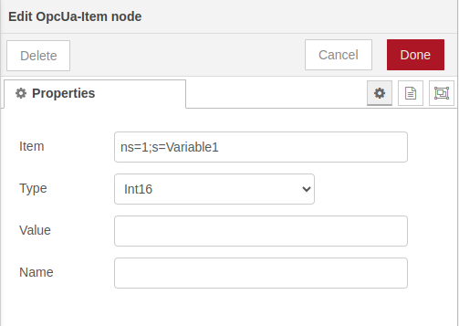 Item node configuration