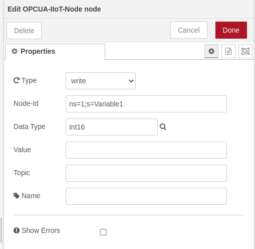 Node configuration