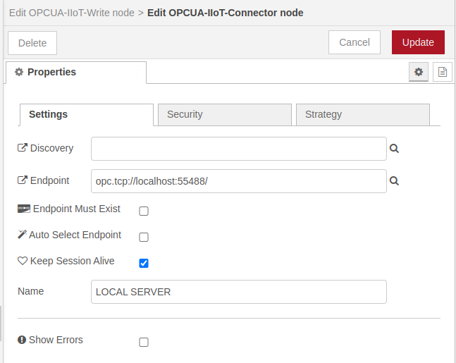 Connector node configuration