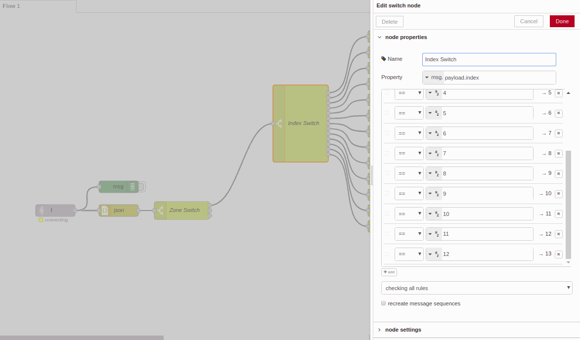 Index switch - Edit switch node - Chapter 2 - Develop you SCADA Application based on Node-RED Index switch - Edit switch node - Chapter 2 - Develop you SCADA Application based on Node-RED