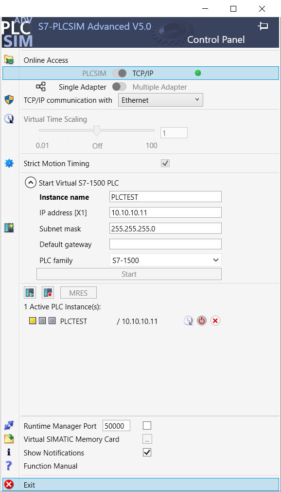 ​Creating a  virtual PLC in PLCSIM 