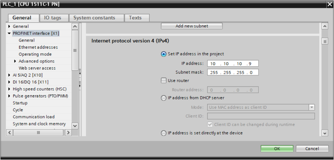 Configuring the PLC with TIA Portal