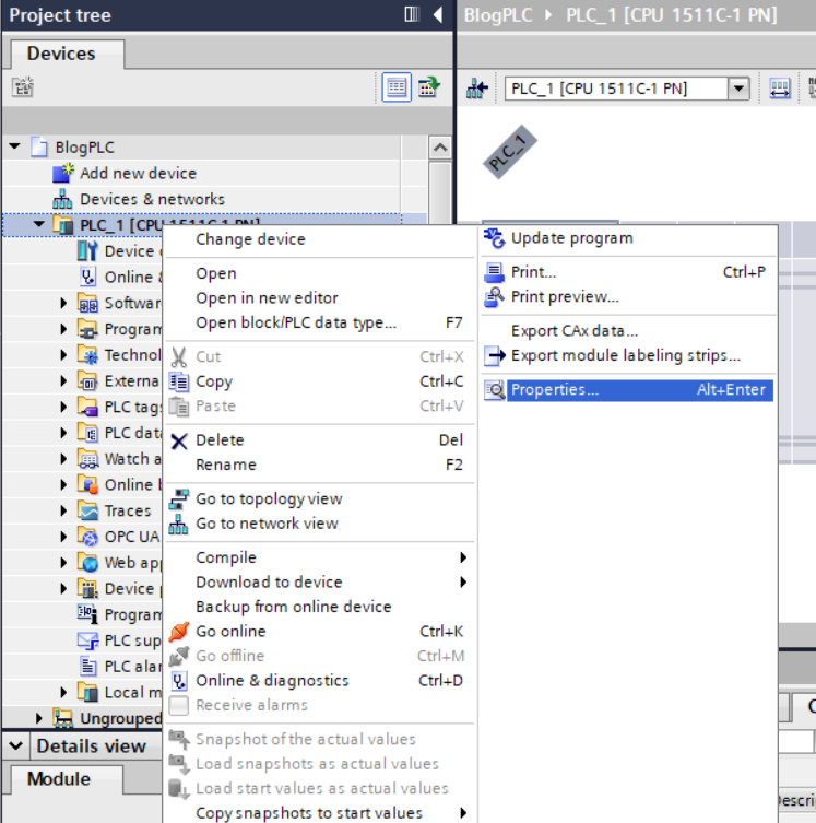 Configuring the PLC with TIA Portal Configuring the PLC with TIA Portal
