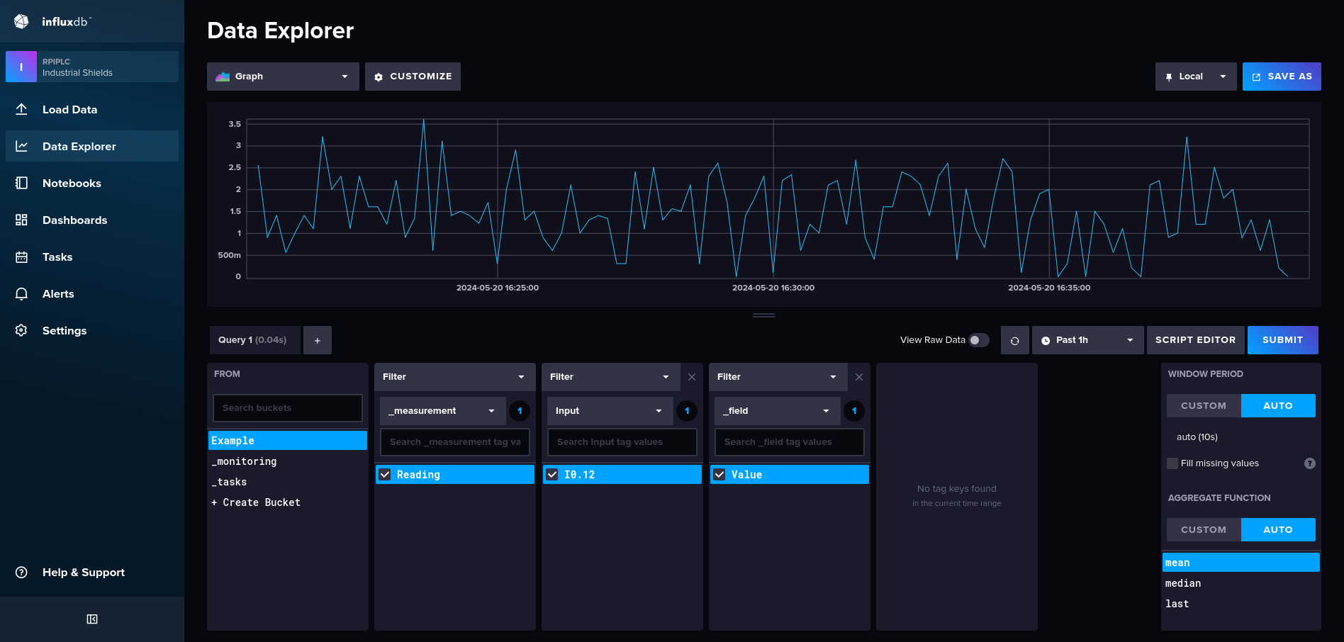 InfluxDB data explorer