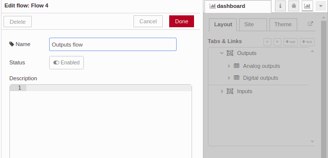 Edit flow 4 - Chapter 3 - Develop your SCADA application based on Node-RED