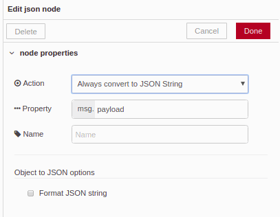 Edit json node - Chapter 3 - Develop your SCADA application based on Node-RED Edit json node - Chapter 3 - Develop your SCADA application based on Node-RED
