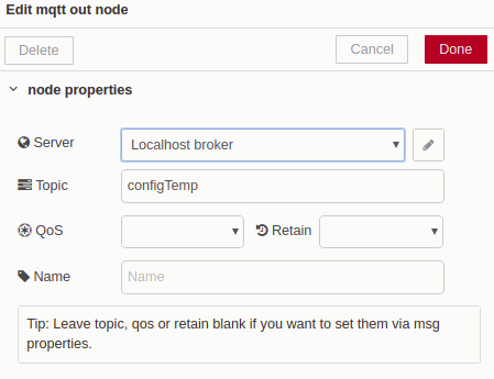 Edit mqtt out node - Chapter 4 - Develop your SCADA Application on Node-RED