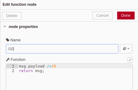 Edit function node 4 - Chapter 4 - Develop your SCADA Application on Node-RED