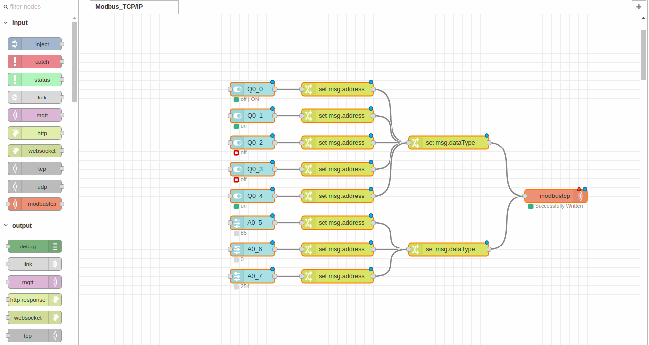 Output flow and user interface - Chapter 5 - Develop your SCADA Application on Node-RED