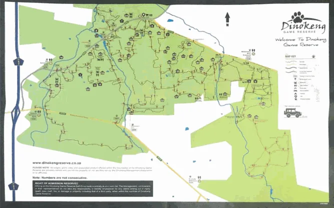 Map of Dinokeng Game Reserve from the original case