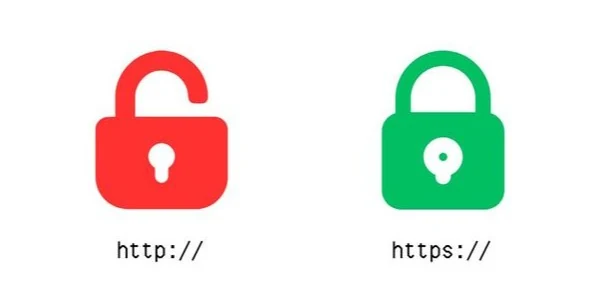 Candado abierto para http:// y candado cerrado para https://