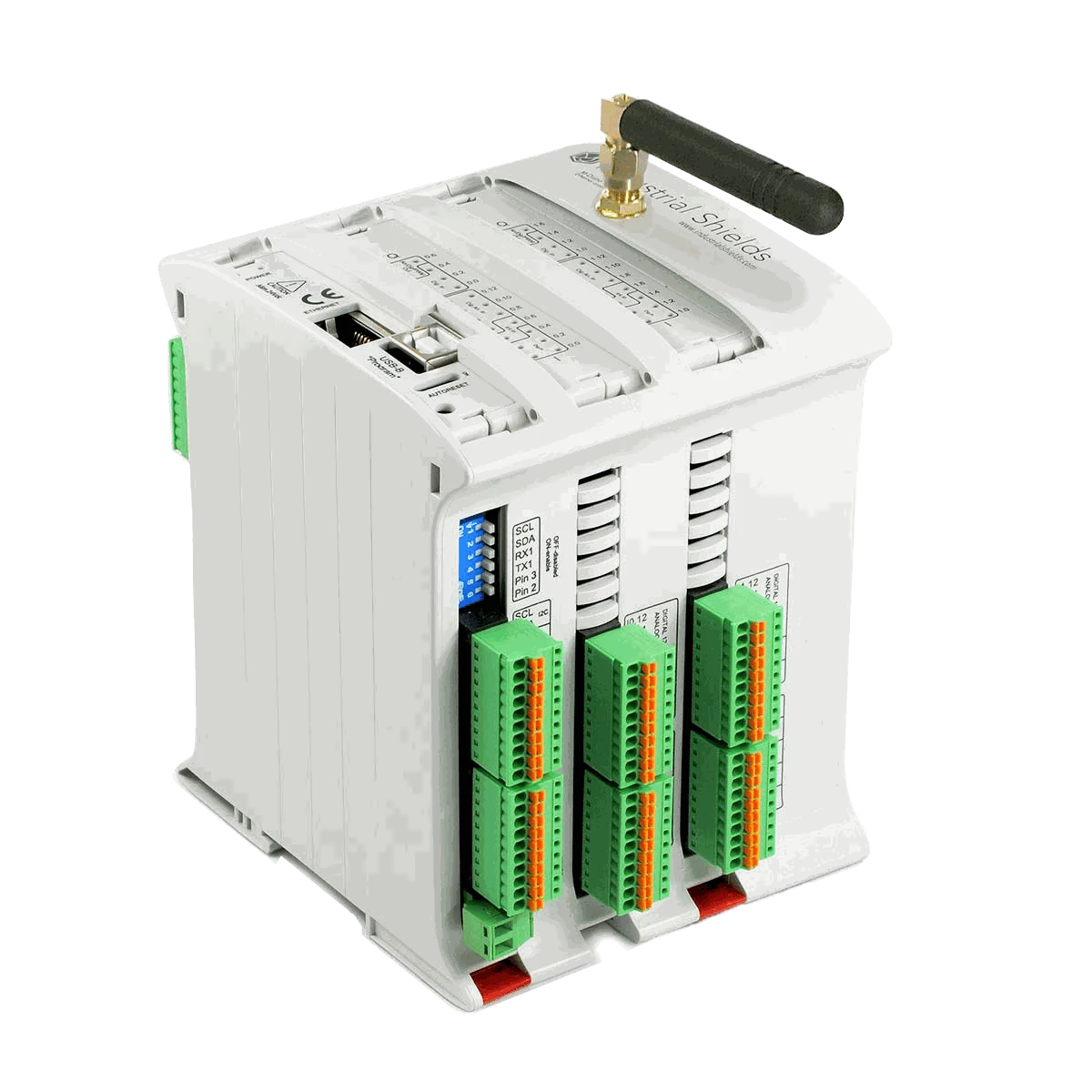 PLC M-Duino con una antena para el módem móvil GPRS