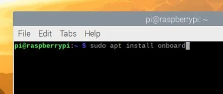 Raspberry Pi terminal running sudo apt install onboard