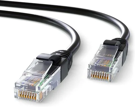 Latiguillo Ethernet negro con dos conectores RJ45