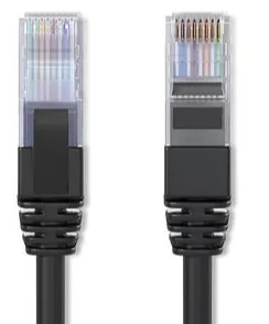 Dos conectores RJ45 vistos por delante y por detrás
