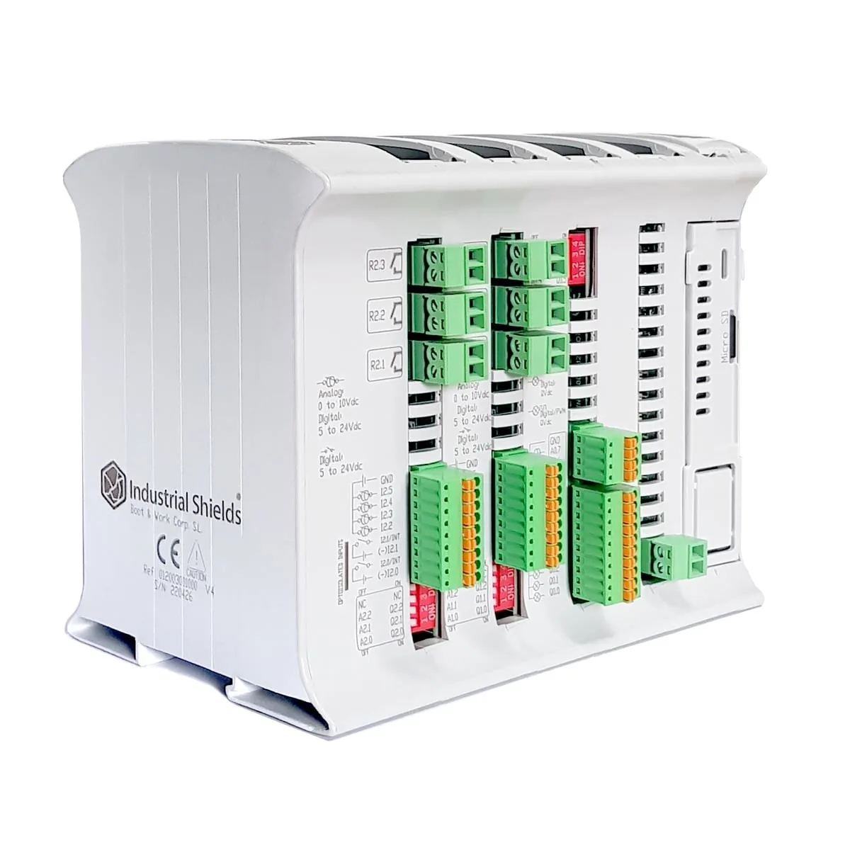 Controlador industrial Raspberry PLC, uno de los PLC de Industrial Shields con entradas analógicas de 0-10 V
