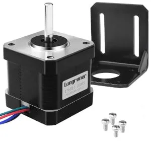 Motor paso a paso NEMA 17 con su soporte de montaje y tornillos