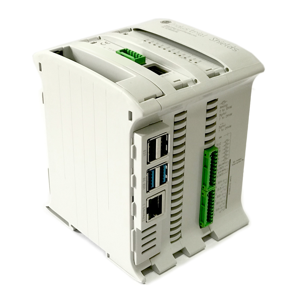 Raspberry PLC Ethernet 21 I/Os Analógico/Digital PLUS (Raspberry Pi 4B 4GB RAM Incluido + 8GB pSLC μSD W/Linux) Ventilador interno incluido