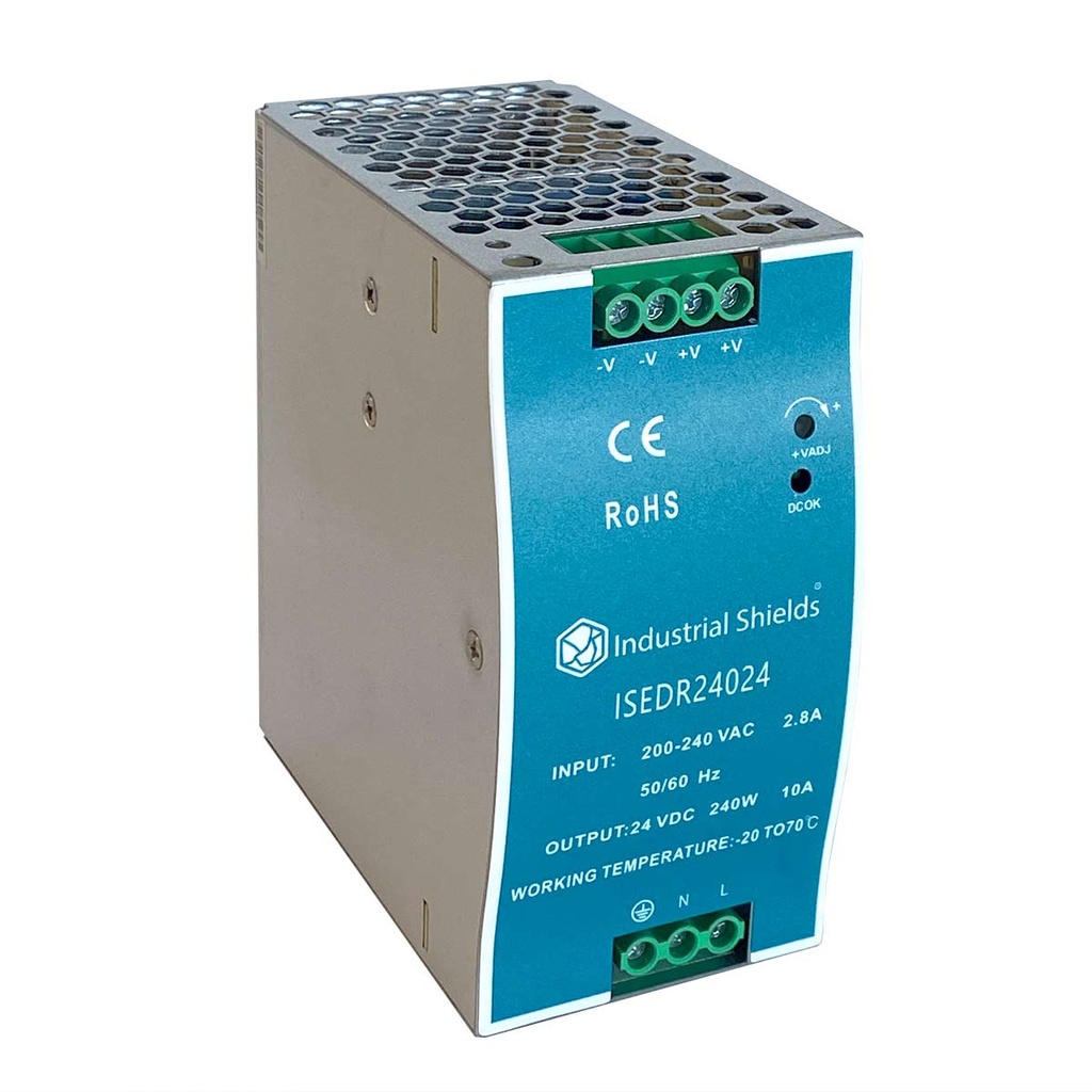 Din RAIL Power Supply, AC-DC, 240W, 1 Output 10A at 24Vdc