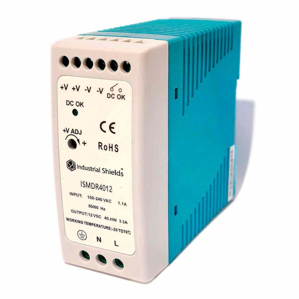 Din RAIL Power Supply, ac-dc, 40W, 1 Output 2.5A at 12Vdc