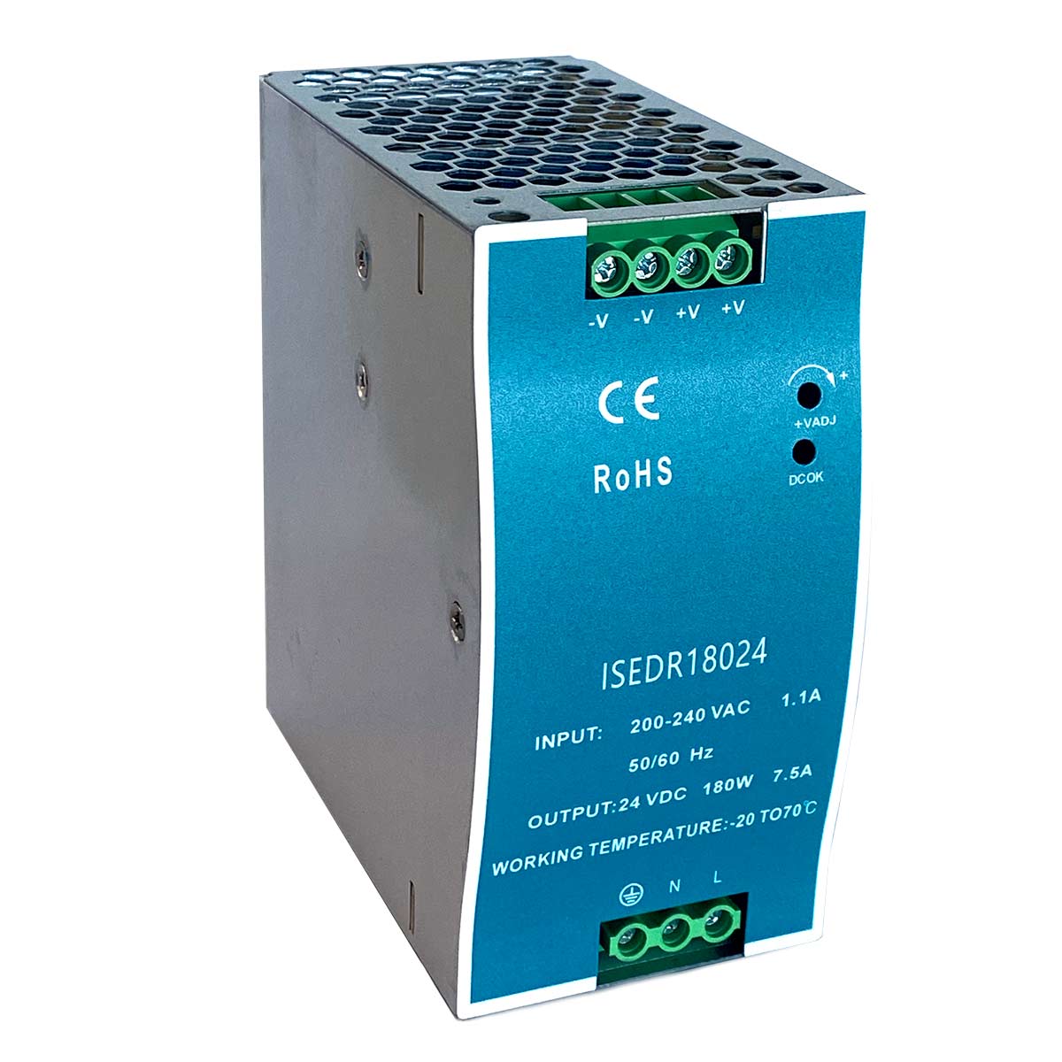 Din RAIL Power Supply, ac-dc, 180W, 1 Output 7.5A at 24Vdc