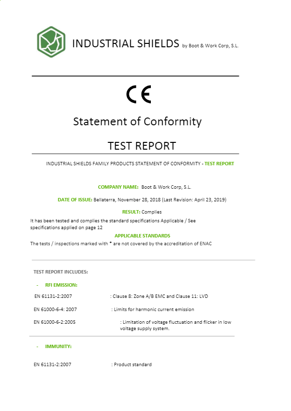 201910 CE Test Report Industrial Shields
