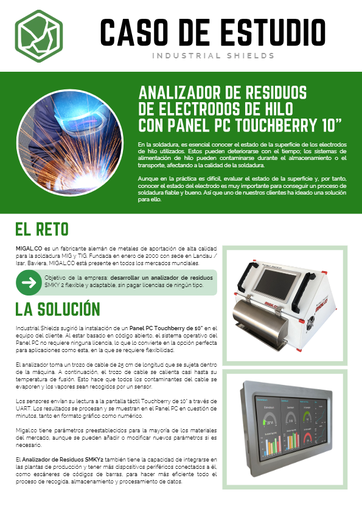 CASO de ESTUDIO (ESP) Analizadores de residuos de electrodos de hilo con Touchberry 10